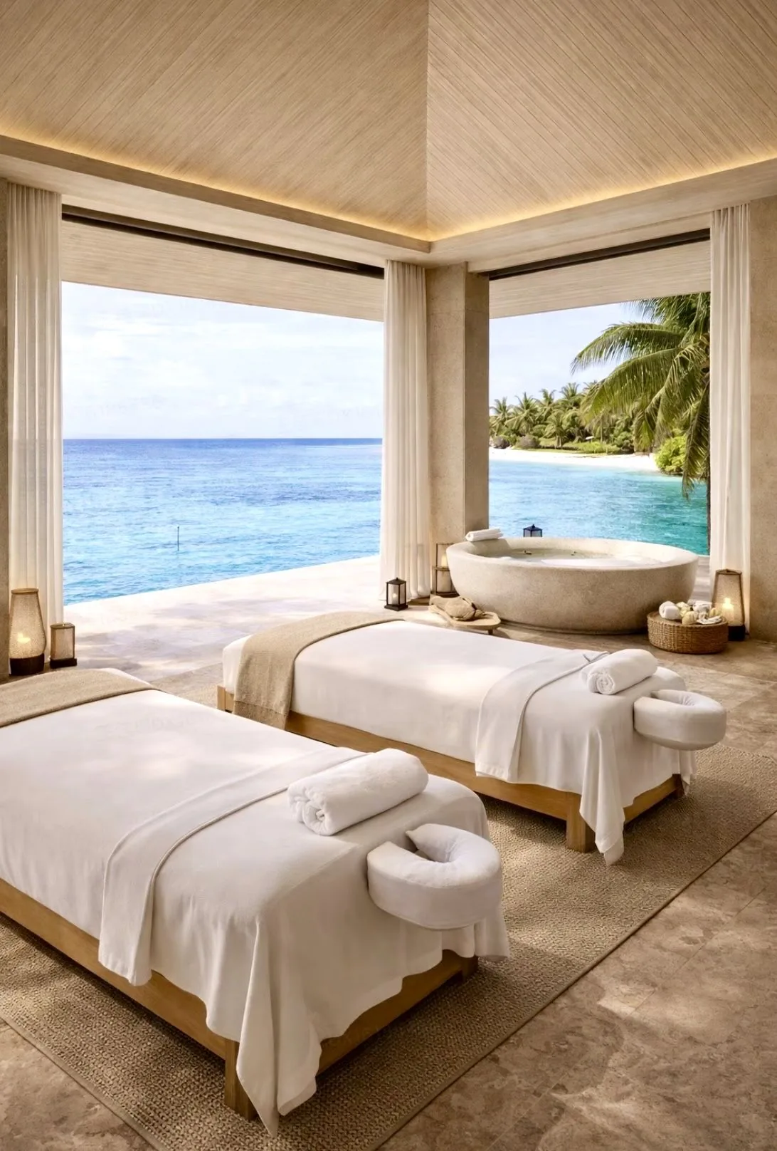 Mobile massage in St. Barths — infinity pool overlooking the Caribbean